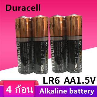 สินค้า พร้อมส่ง ถ่านอัลคาไลน์ Duracell Alkaline Battery AA 1.5 โวลต์ Pack 4 ก้อน ถ่านอัลคาไลน์ (Exp.2028)