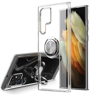 &lt;Samsung Case&gt; เคสใส พร้อมแหวนขาตั้ง สําหรับ Samsung S22 Ultra S21 Ultra S20 Ultra S10 Plus Note20 Ultra Note10 Plus