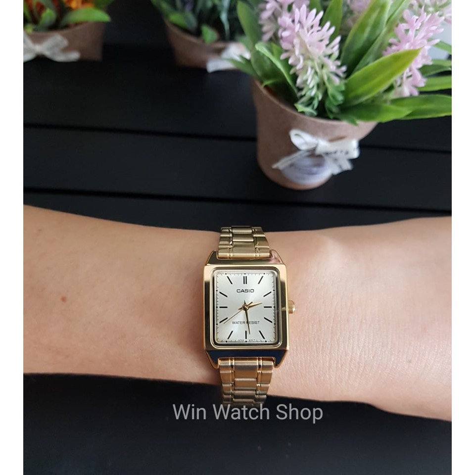 ภาพหน้าปกสินค้านาฬิกา CASIO รุ่น LTP-V007G-9E นาฬิกาสำหรับผู้หญิง สายสแตนเลส สีทอง หน้าปัดเหลี่ยม - แท้ 100% รับประกันสินค้า 1 ปีเต็ม จากร้าน nalikaonlineshop บน Shopee