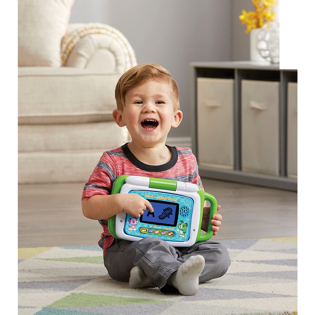 ของแท้-แล็ปท็อปเด็กสอนภาษา-สีเขียว-ชมพู-leapfrog-2-in-1-leaptop-touch-green-ราคา-2-990-บาท