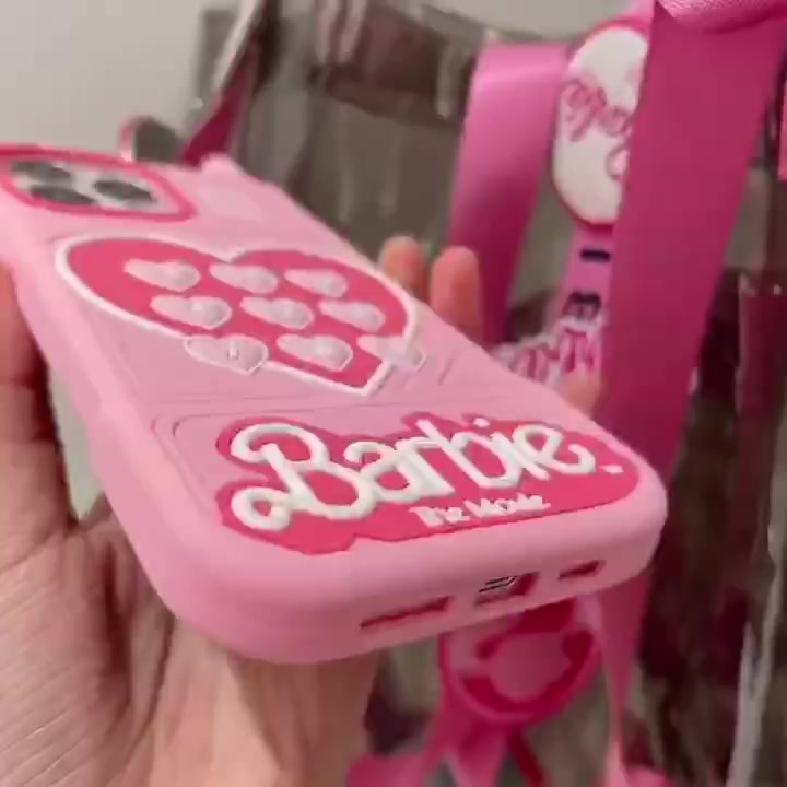 เคสโทรศัพท์มือถือ-ซิลิโคนนิ่ม-กันกระแทก-ลายบาร์บี้น่ารัก-สีชมพู-สําหรับ-iphone-14-14promax-14pro-13-13promax-13pro-12-12promax-12pro-11-11promax
