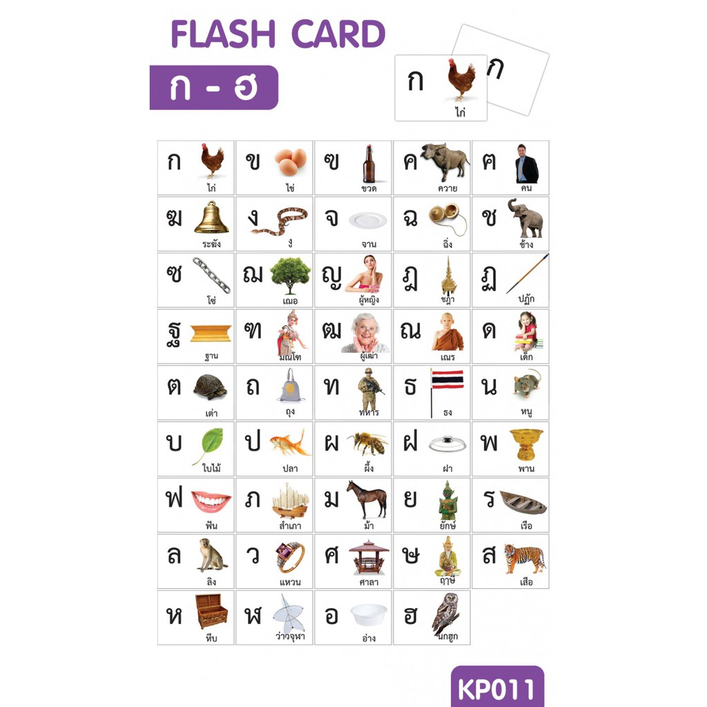 flashcardแฟลชการ์ดพยัญชนะไทย-ก-ฮ-ก-ไก่-แฟลการ์ดกระดาษ