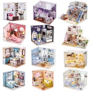 CUTEBEE ทางเลือกต่างๆ บ้านตุ๊กตา DIY โมเดลบ้าน ทำด้วยไม้โมเดลบ้าน DIY Dollhouse ของขวัญวันเกิดของเล่น DIY（พร้อมฝาครอบกันฝุ่นและกล่องดนตรี）