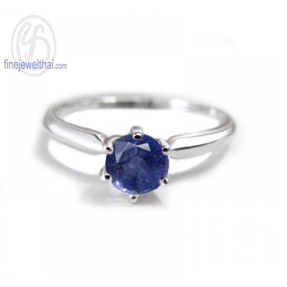 Finejewelthai-แหวนไพลิน-ไพลินแท้-แหวนพลอย-แหวนเงินแท้-พลอยประจำเดือนเกิด-Blue-Sapphire-Silver-Ring-Birthstone-R1184bl