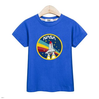 นาซา เสื้อผ้าเด็กพิมพ์เสื้อยืดเด็กผู้ชายเสื้อยืดแขนสั้นเสื้อผ้าฤดูร้อน boys NASA print clothing tees