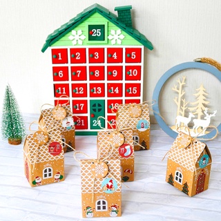 be&gt; DIY Christmas Advent Calendar Box 24 Sets Xmas House Kraft Paper Bag