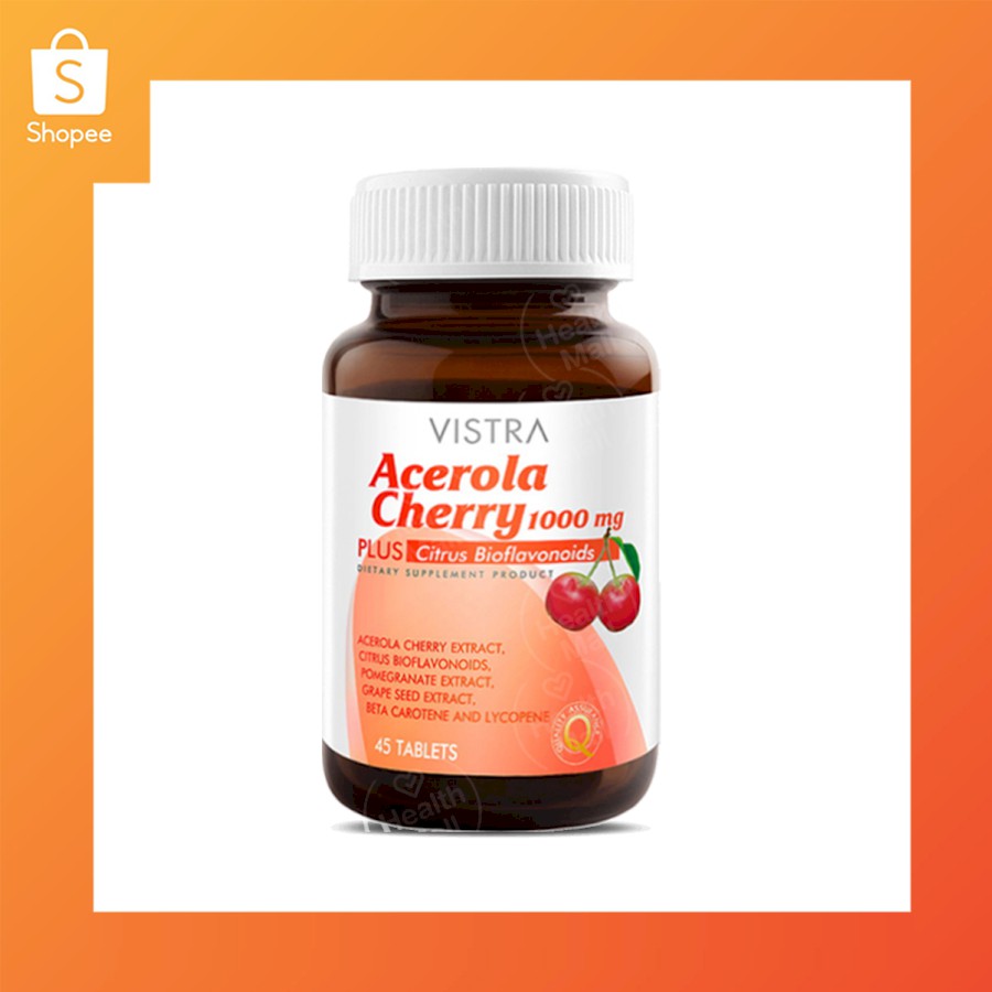 ภาพหน้าปกสินค้าVistra Acerola Cherry 1000 mg 45 Tablets วิสทร้า อะเซโรล่า เชอร์รี่ 1000 มก. 45 เม็ด จากร้าน healthmall88 บน Shopee