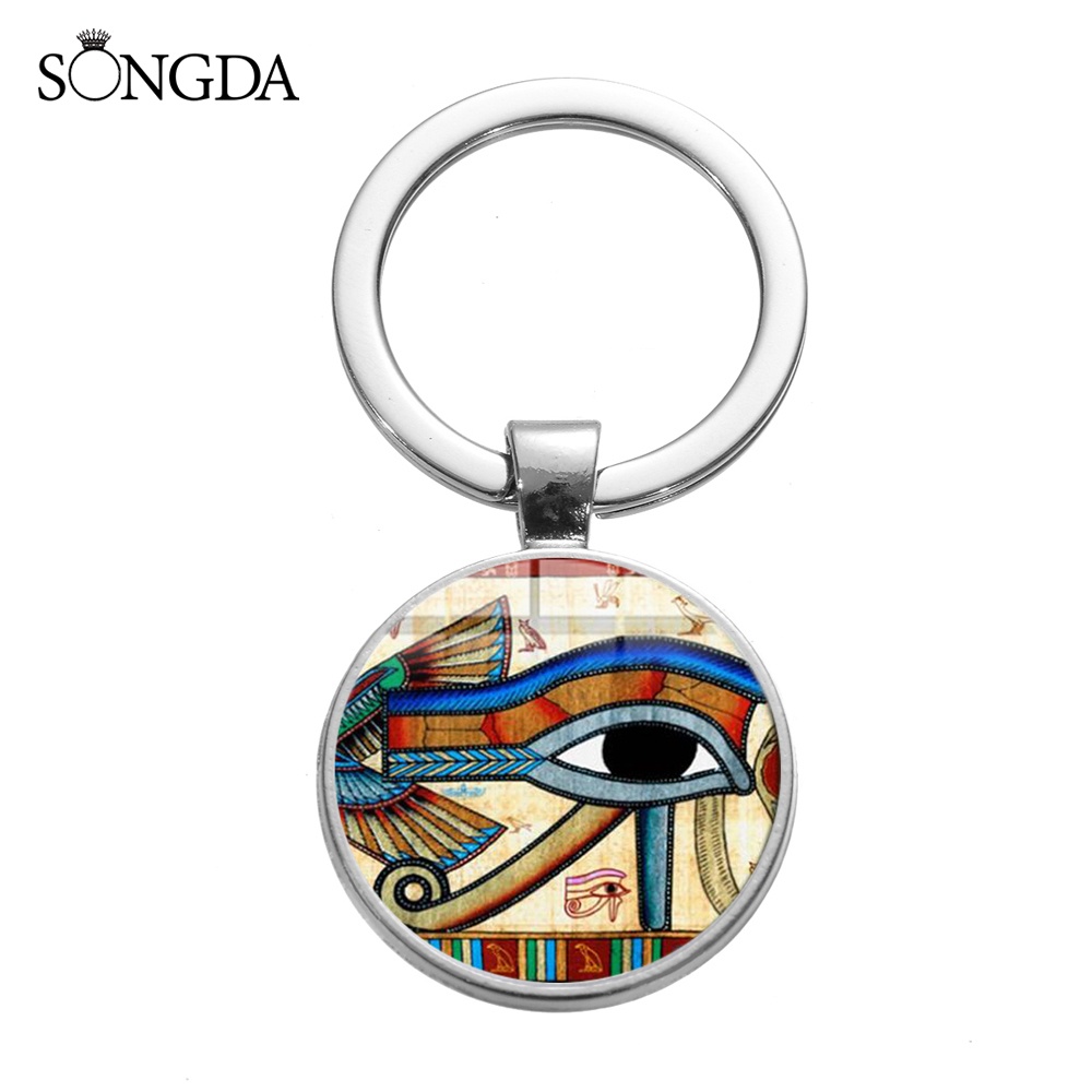 พวงกุญแจตาอียิปต์ Horus โบราณคลาสสิกอียิปต์ Rune Evil Eye Art พิมพ์แก้ว ...