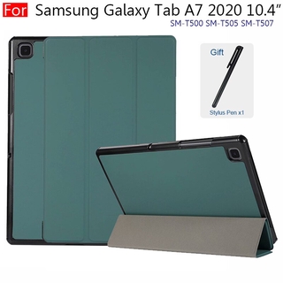 Case For Samsung Galaxy Tab A7 SM-T500 T505 T507 10.4 inch Smart Cover Funda Ultra Slim Magnetic Folding Skin Stand Shell+Pen