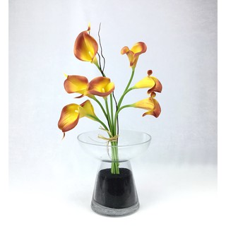 OrientalFineArt ดอกคาล่าลิลลี่ในแจกันแก้ว แจกันดอกไม้ประดิษฐ์ตกแต่งบ้าน ดอกไม้เกรดพรีเมี่ยม