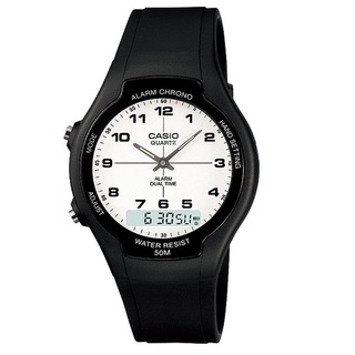 Casio Standard นาฬิกาข้อมือผู้ชาย สายเรซิ่น รุ่น AW-90,AW-90H,AW-90H-7B - สีดำ