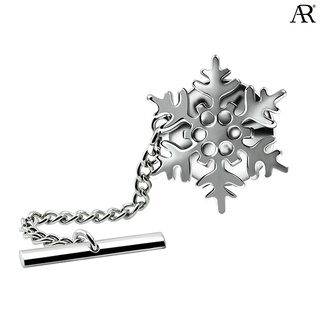 ANGELINO RUFOLO Tie Pin/Lapel Pin ดีไซน์ Snowflake เข็มหมุด/เข็มกลัดเนคไทโรเดียมคุณภาพเยี่ยม ตัวเรือนสีเงิน