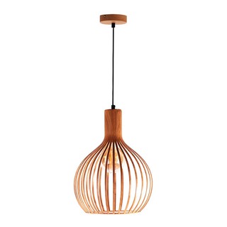 โคมไฟช่อ ไฟช่อ CARINI P121018-M ลายไม้ 1 หัว โคมไฟภายใน โคมไฟ หลอดไฟ PENDANT LAMP CARINI P121018-M 1-LIGHT WOOD