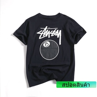 Tide Brand Stussy เสื้อยืดลําลองสําหรับผู้ชายผู้หญิงแขนสั้นพิมพ์ลาย 8 Ball No . 8