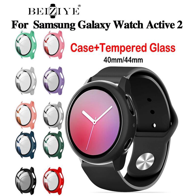 กรณี-สําหรับ-samsung-galaxy-watch-active-2-40-มม-44-มม-กรณีป้องกันหน้าจอ-tempered-glass-film-pc-screen-protection-cover