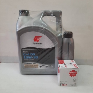 IDEMITSU SEMI SYNTHETIC น้ำมันเครื่องดีเซล กึ่งสังเคราะห์ อิเดมิตสึ SAE 10w-30 ปริมาณ 6+1 ลิตร แถมกรองน้ำมันเครื่อง ฟรี