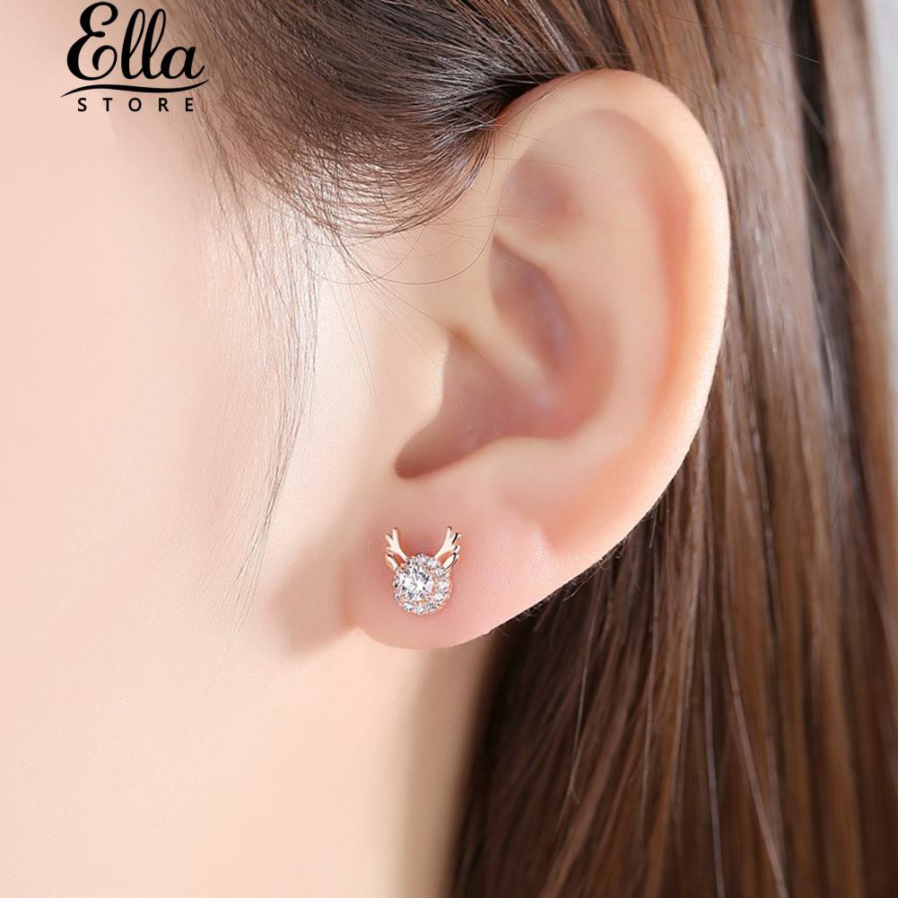 เครื่องประดับต่างหูกระดุมน่ารัก-elk-rhinestone