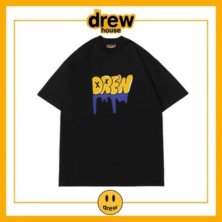 bh เสื้อยืดแขนสั้น ผ้าฝ้าย ทรงหลวม พิมพ์ลายตัวอักษร Drew House Smiley Niche Tide High Street Justin Bieber สําหรับผู้ชาย