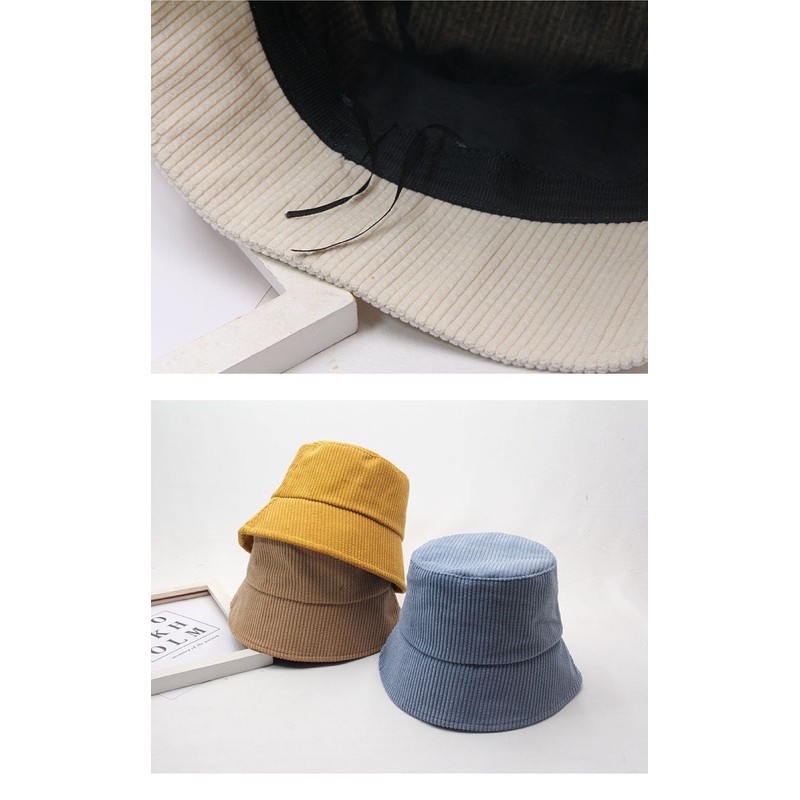ภาพสินค้า(WA) หมวกบักเก็ต สีพื้นผ้าลูกฟูก หมวกปีกรอบ Bucket hat จากร้าน r_nice บน Shopee ภาพที่ 7