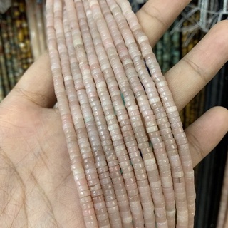 พิ้งค์ โอปอล Pink Opal ทรงกระบอกสั้น 2*4 mm เส้นยาว เกรด A