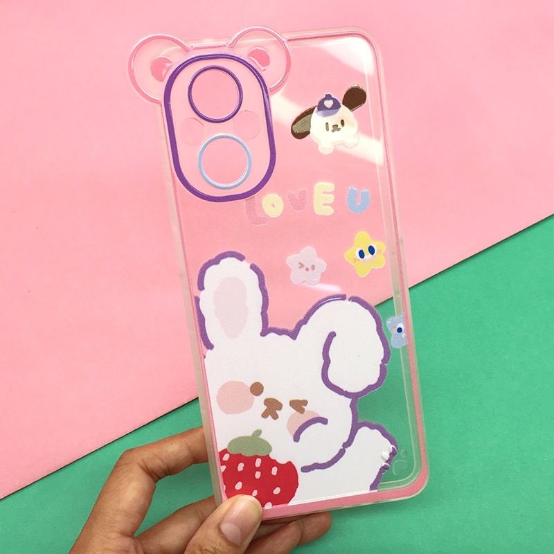 realme-c11-เคสมือถือซิลิโคน-tpu-นิ่มใสกันกล้องหูหมี-ลายน่ารัก