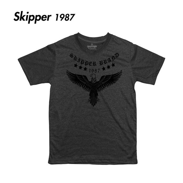 skipper1987-เสื้อยืดสีเทาดำ-สกรีนลาย-eagel-street-1987