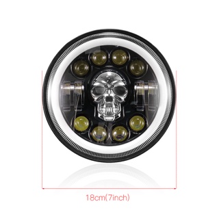 Motorcycle Accessories Skull Angel Eyes Headlight Hi/Lo Beam LED 7&#39;&#39; HeadLamp Fog Light with Turn Signal Light F