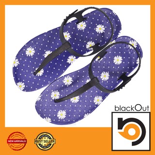 Blackout Flipper Slingblack / แตะหนีบรัดส้นเดซี่น้ำเงิน(หูดำ)