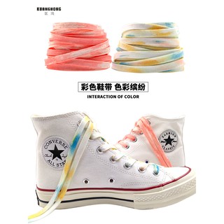 Zha-dyed shoelaces Converse high-top fit aj color flat shoelaces white shoes AF line red and blue comic graffiti shoelac