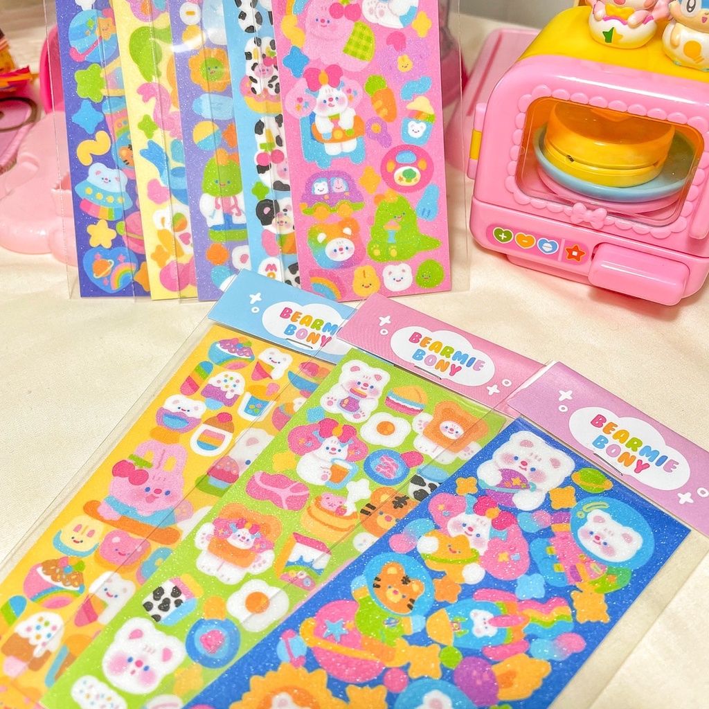 glitter-sticker-สติกเกอร์คอลใหม่-เคลือบกลิตเตอร์-ม้อบแม้บ-x-100