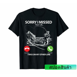 ลดกระหน่ํา เสื้อยืดลําลอง แขนสั้น พิมพ์ลาย Sorry I Missed Your Call I Was On Other Line สีดํา ONhejo91JBmnmk04