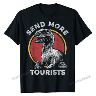 เสื้อยืดผ้าฝ้ายพิมพ์ลายลูกเรือกราฟฟิค Jurassic Park Raptor แบบนิ่ม โอเวอร์ไซซ์ แฟชั่นฤดูร้อน สําหรับนักท่องเที่ยว