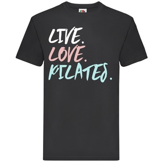 เสื้อยืดโอเวอร์ไซส์เสื้อยืดคอกลม พิมพ์ลาย Live Love Pilates เหมาะกับของขวัญวันพ่อ สไตล์คลาสสิก สําหรับผู้ชายS-3XL