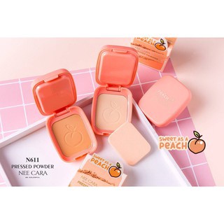 Nee Cara Peach Pressed Powder 6g นีคาร่า พีช เพรส พาวเดอร์ แป้งพัฟ คุมมัน N611 (1ชิ้น)