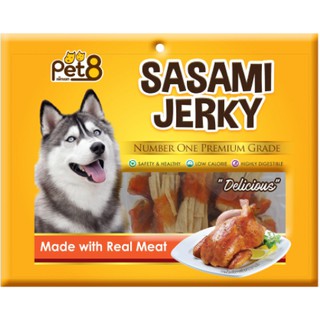 Pet8 ขนมสุนัข ไก่พันปลาแผ่นพับครึ่ง JJ502 (150ก.x2แพ็ค ) 300 กรัม