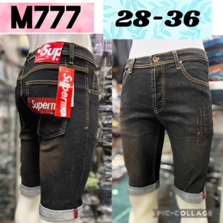 กางเกงขาสั้น ยีนส์ผู้ชาย M777 เอว28-36 ผ้ายืดใส่สบาย สียีนส์สนิมขัด
