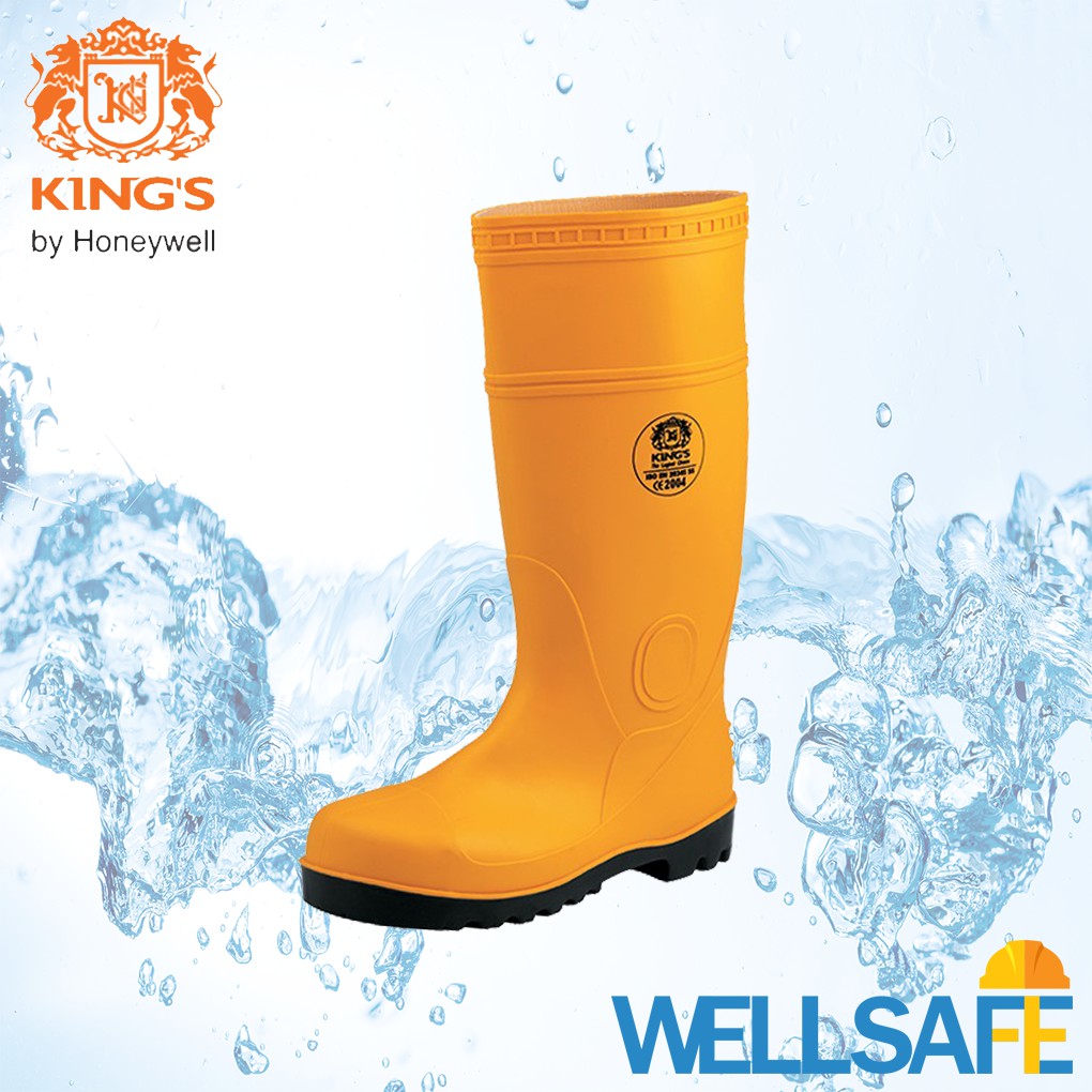 ภาพหน้าปกสินค้านำเข้า รองเท้าบู๊ท PVC KING'S KV20YX เหลือง หัวเหล็ก พื้นยาง สูง 15" บู๊ทนิรภัย บู๊ทเซฟตี้ Safety Boots กันน้ำ สารเคมี