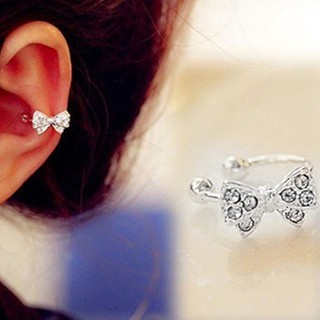 สร้อยคอคริสตัล Rhinestone สตรีดีไซน์เก๋ Ear Bone Clip เครื่องประดับต่างหู