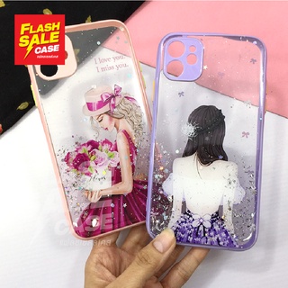 Samsung A10s A22(5G) A32(5G) A51 A52 เคสมือถือ TPU ขอบสีกันกล้อง กากเพชรกริตเตอร์ไล่สีลายการ์ตูน