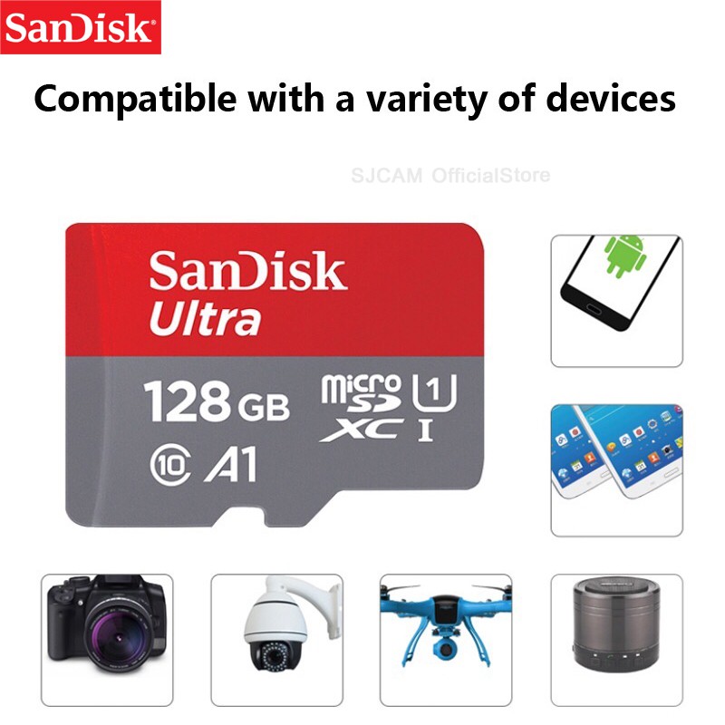 ภาพสินค้าSanDisk Ultra Class10 A1 MicroSDXC 128GB อ่าน 140MB/s (SDSQUAB-128G-GN6MN) ใส่ กล้องวงจรปิด กล้องติดรถ แท็บเล็ต Synnex จากร้าน sjcam_officialstore บน Shopee ภาพที่ 4