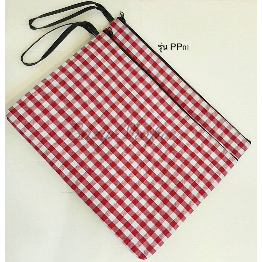 eazy-shopee-กระเป๋าแฟชั่น-ใส่เอกสาร-ลายผ้าขาวม้าทอมือ-รุ่น-pp01-สีแดงขาว