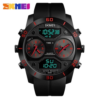 SKMEI Outdoor Sport Watch Men 5Bar Waterproof Luminous Stainless Steel Strap Dual Display Wristwatches Relogio Masculino