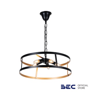 BEC โคมไฟเพดาน ลอฟท์ สีดำ-ทอง รุ่น CELISTER P011-5 ทรงเหล็กดัด วงกลม