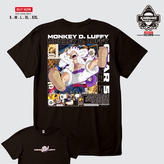 คอลูกเรือเสื้อยืดคอกลมเสื้อยืด ลายการ์ตูนอนิเมะ One Piece MONKEY D LUFFY NIKA GEAR 5 FIFTH V2 - Karimakeผ้าฝ้ายแท้