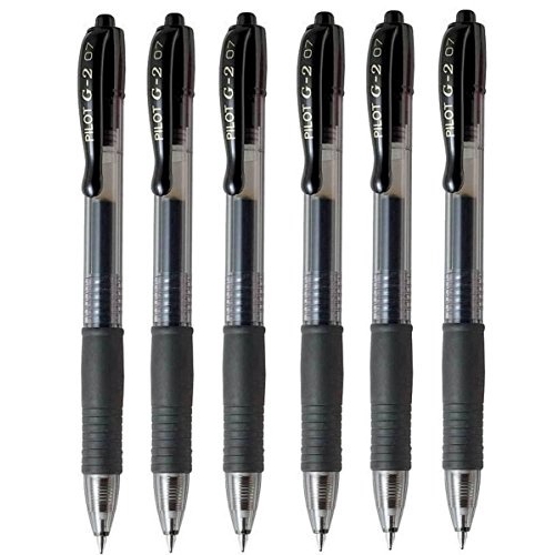 pilot-g2-07-ปากกาหมึกเจล-สีดํา-0-7-มม-6-ชิ้น