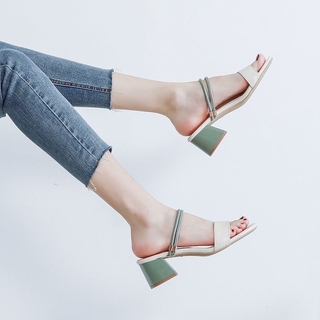 รองเท้าแตะ2021ฤดูร้อนใหม่ป่าหนากับนางฟ้าลมสองสวมรองเท้าแตะผู้หญิงสวมใส่ขนาดเล็กckรองเท้าส้นสูง