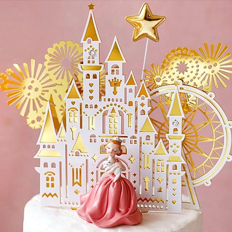 golden-castle-ferris-wheel-อะคริลิค-สําหรับตกแต่งเค้กวันเกิด-วันวาเลนไทน์-งานแต่งงาน