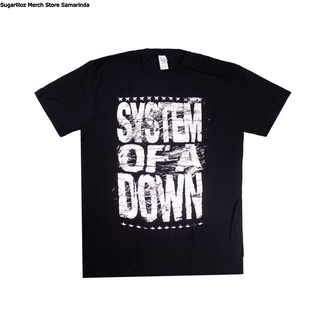 คอลูกเรือเสื้อยืดคอกลมเสื้อยืด พิมพ์ลายโลโก้วง OF A DOWN DISTRESSED - XLผ้าฝ้ายแท้