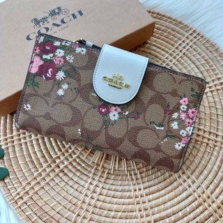 COACH (C3722) TECH PHONE WALLET IN SIGNATURE CANVAS WITH EVERGREEN FLORAL PRINT