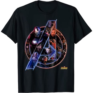 เสื้อยืดโอเวอร์ไซส์เสื้อยืด พิมพ์ลาย Marvel Avengers Infinity War Neon Team สําหรับผู้ชายS-3XL